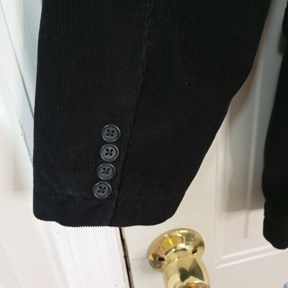 J. Crew Mens Corduroy Blazer Jacket Large Black Vintage Style - Picture 6 of 12